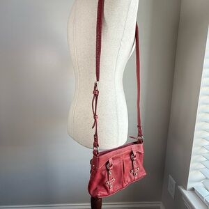 Coldwater Creek Red Pebbled Leather Crossbody Bag